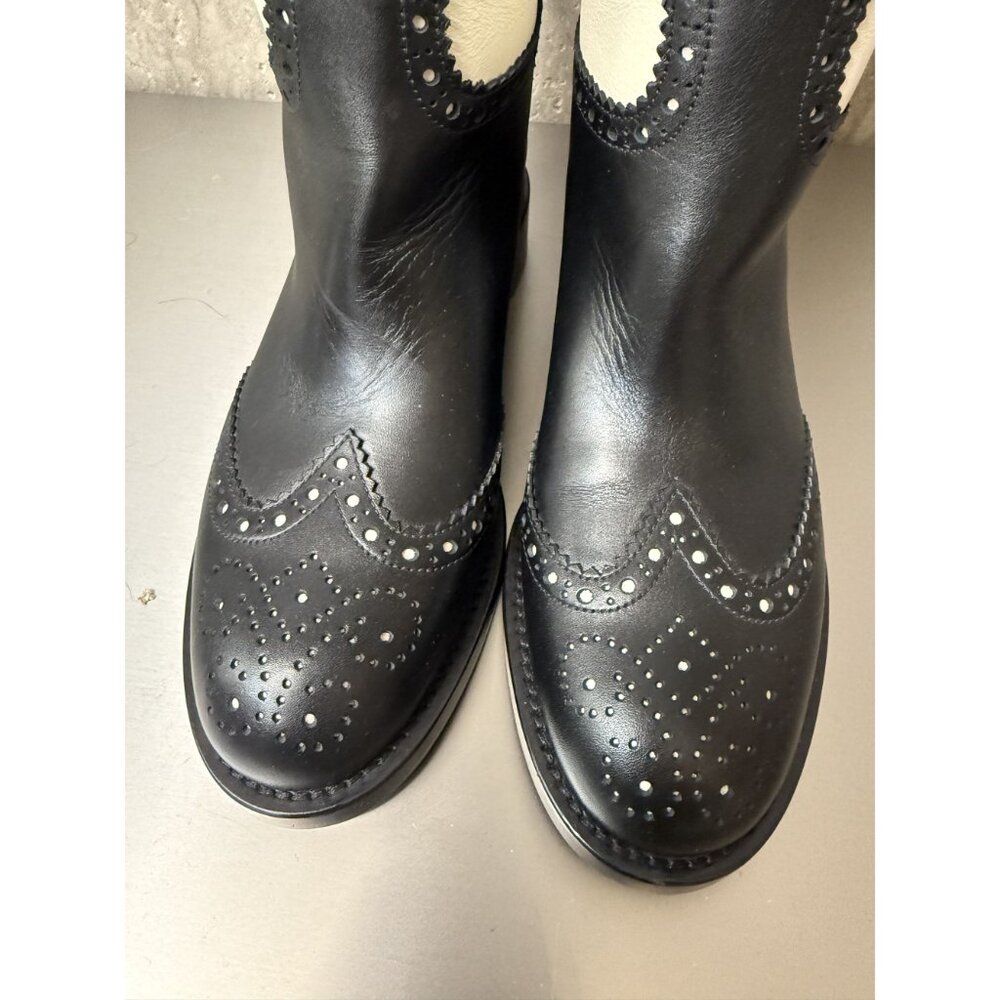 Christian Dior Womens Two-Tone Leather Tall Riding Boots Black & White Size 38.5 - Picture 14 of 15